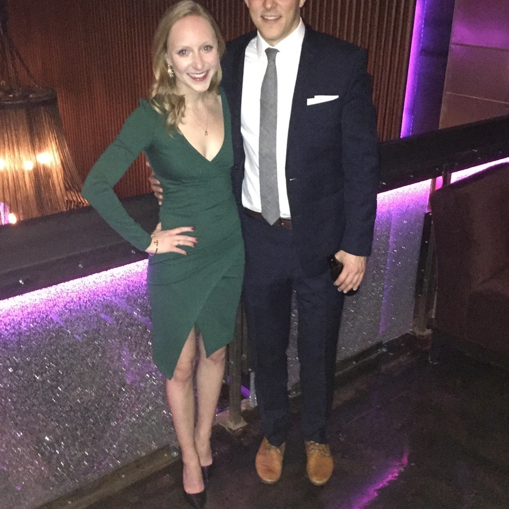 Long sleeve green cocktail dress